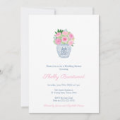 Hübsch Pink Garden Rose Ginger Jar Brautparty Einladung (Vorderseite)