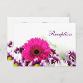 Hübsch Pink Gerber Daisy und Lila Hochzeitsfest Se Begleitkarte (Vorne/Hinten)