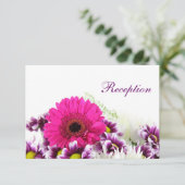 Hübsch Pink Gerber Daisy und Lila Hochzeitsfest Se Begleitkarte (Stehend Vorderseite)