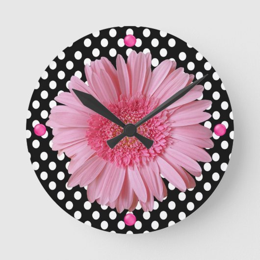 Hübsch Pink Gerber Daisy Wall Clock Runde Wanduhr (Vorderseite)