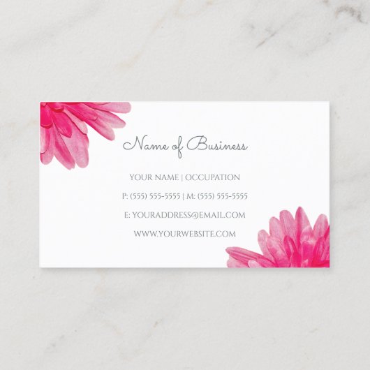 Hübsch Pink Gerbera Daisy Blume auf Simple White Visitenkarte (Rückseite)