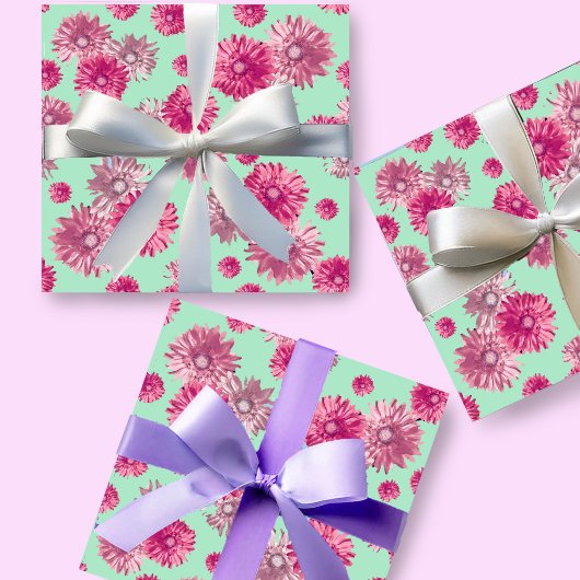 Hübsch Pink Gerbera Daisy Floral Geschenkpapier