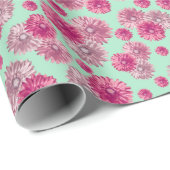 Hübsch Pink Gerbera Daisy Floral Geschenkpapier (Rolleneckpunkt)