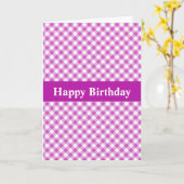 Hübsch Pink Gingham Birthday Card Karte (Gelbe Blume)