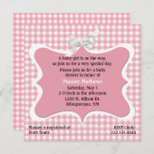 Hübsch Pink Gingham Custom Baby Shower Einladung (Vorne/Hinten)