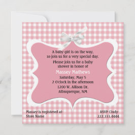 Hübsch Pink Gingham Custom Baby Shower Einladung