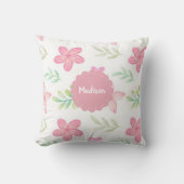 Hübsch Pink Gingham Floral Name Girly Modern Kissen (Vorderseite)