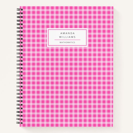Hübsch Pink Gingham Kariert Personalisiert Notizblock (Vorderseite)
