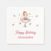 Hübsch Pink Girl Ballerina Geburtstagsparty Serviette (Vorderseite)