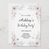 Hübsch Pink Girl's Blume Geburtstagsparty Einladung (Vorderseite)