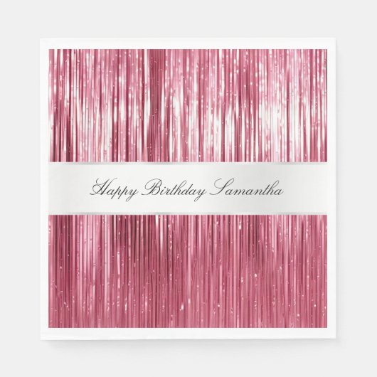 Hübsch Pink Glam Tinsel Streifen Serviette (Vorderseite)