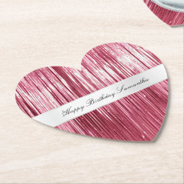 Hübsch Pink Glam Tinsel Streifen Untersetzer