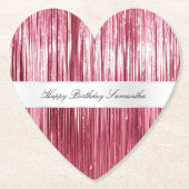 Hübsch Pink Glam Tinsel Streifen Untersetzer (Vorderseite)