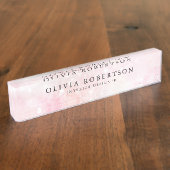 Hübsch Pink Glitzer Girly Glamour Namensplakette (Seite)