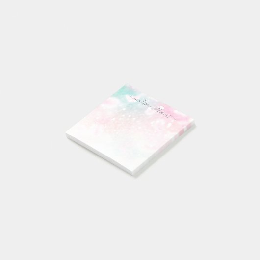 Hübsch Pink Glitzer Girly Glamour Post-it Klebezettel (angewinkelt)