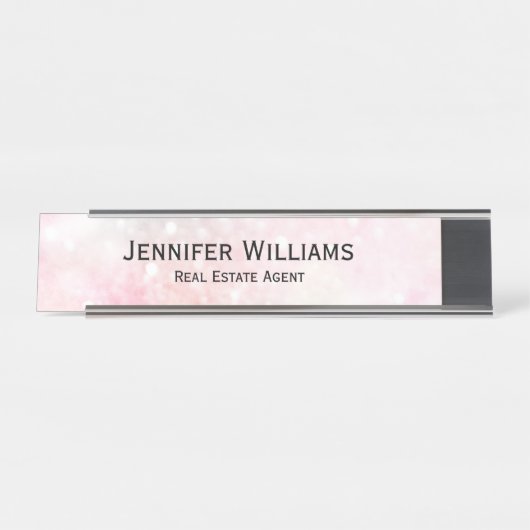 Hübsch Pink Glitzer Girly Glamour Schreibtischnamensplakette (Vorderseite )