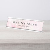 Hübsch Pink Glitzer Girly Glamour Schreibtischnamensplakette (Vorderseite )