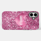 Hübsch Pink Glitzer Glam Herz Case-Mate iPhone Hülle (Rückseite (Horizontal))