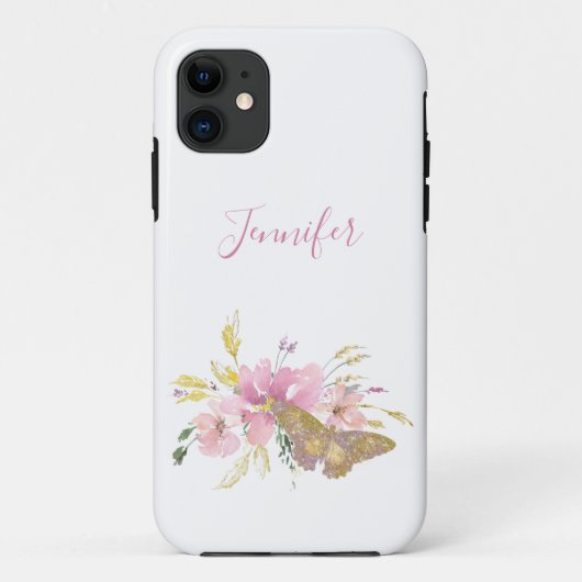 Hübsch Pink Glitzern Butterfly Personalisiert Case-Mate iPhone Hülle (Rückseite)