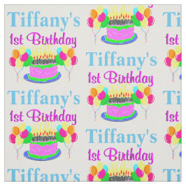 HÜBSCH PINK GLÜCKLICH 1. GEBURTSTAG PERSONALISIERT STOFF