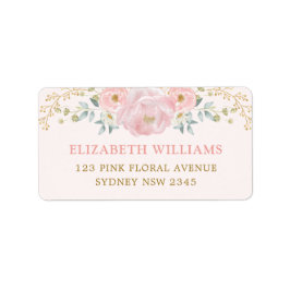 Hübsch Pink Gold Blume Rücksendeadresse Adressaufkleber