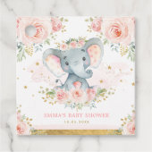 Hübsch Pink Gold Elephant Baby Dusche Geschenkanhänger (Vorderseite)