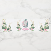 Hübsch Pink Gold Floral Elephant Baby Dusche Gefal Wasserflaschenetikett (Einzelnes Label)