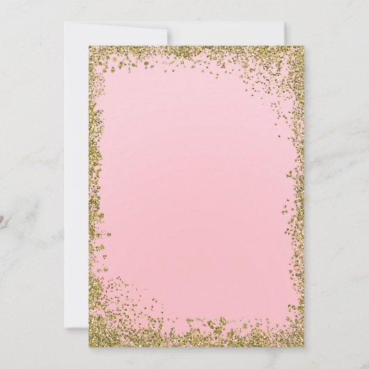 Hübsch Pink & Gold Glitzer Edge Sweet 16 Party Einladung (Rückseite)