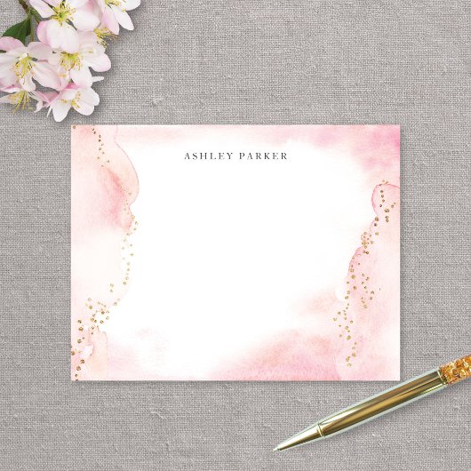 Hübsch Pink Gold Glitzer Personal Stationery Dankeskarte