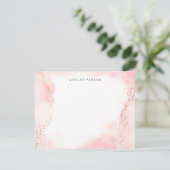 Hübsch Pink Gold Glitzer Personal Stationery Dankeskarte (Stehend Vorderseite)