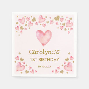 Hübsch Pink Gold Valentines Sweetheart Birthday Serviette