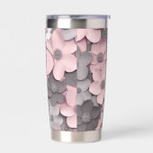 Hübsch Pink-Gray 3D Poppies Flower Girl Thermobecher (Links)