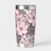Hübsch Pink-Gray 3D Poppies Flower Girl Thermobecher (Rückseite)