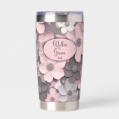 Hübsch Pink-Gray 3D Poppies Mother of the Groom Thermobecher (Vorderseite)