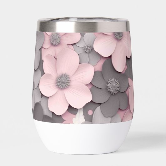 Hübsch Pink-Gray 3D Poppies Mutter der Braut (Rückseite)