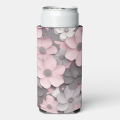 Hübsch Pink-Gray 3D Poppies Mutter der Braut Selters Dosenkühler (Seltzer Rückseite)