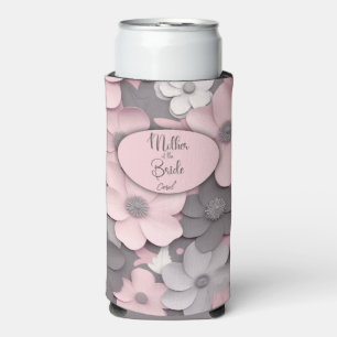 Hübsch Pink-Gray 3D Poppies Mutter der Braut Selters Dosenkühler