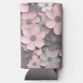 Hübsch Pink-Gray 3D Poppies Mutter der Braut Selters Dosenkühler (Rückseite)