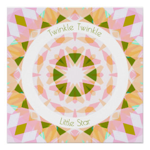 Hübsch Pink Green Twinkle Little Star Baby Kinderz Poster