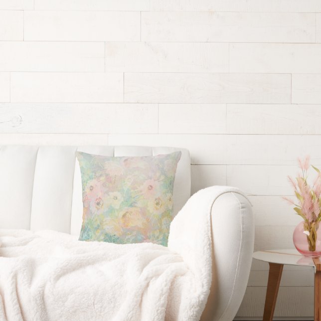 Hübsch Pink Grün Abstrakte Blütenfarbe Kissen (Liege)