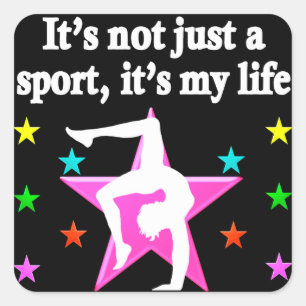 HÜBSCH PINK GYMNASTICS IST MEIN LEBENSDESIGN QUADRATISCHER AUFKLEBER