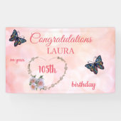 Hübsch Pink Happy 105. Geburtstag Banner (Horizontal)