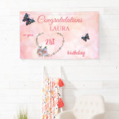 Hübsch Pink Happy 21. Geburtstag Banner (Insitu)