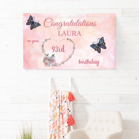 Hübsch Pink Happy 93. Geburtstag Banner (Insitu)