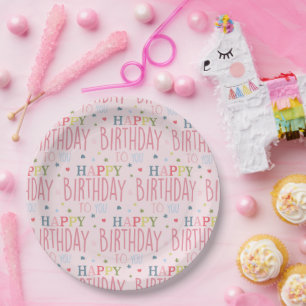 Hübsch Pink Happy Birthday Kinder Party Pappteller