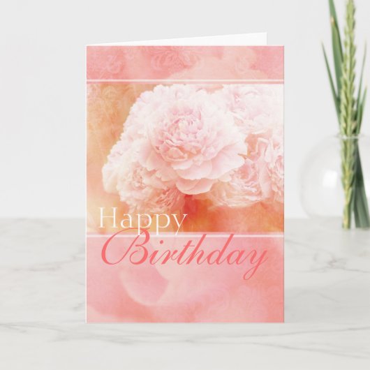 Hübsch Pink Happy Birthday Peonies Card Karte (Vorderseite)