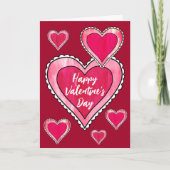 Hübsch Pink Hearts Happy Valentines Day Gruß Karte (Vorderseite)