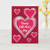 Hübsch Pink Hearts Happy Valentines Day Gruß Karte (Gelbe Blume)