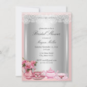 Hübsch Pink High Tea Bridal Dusche Einladung (Vorderseite)