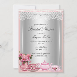 Hübsch Pink High Tea Bridal Dusche Einladung